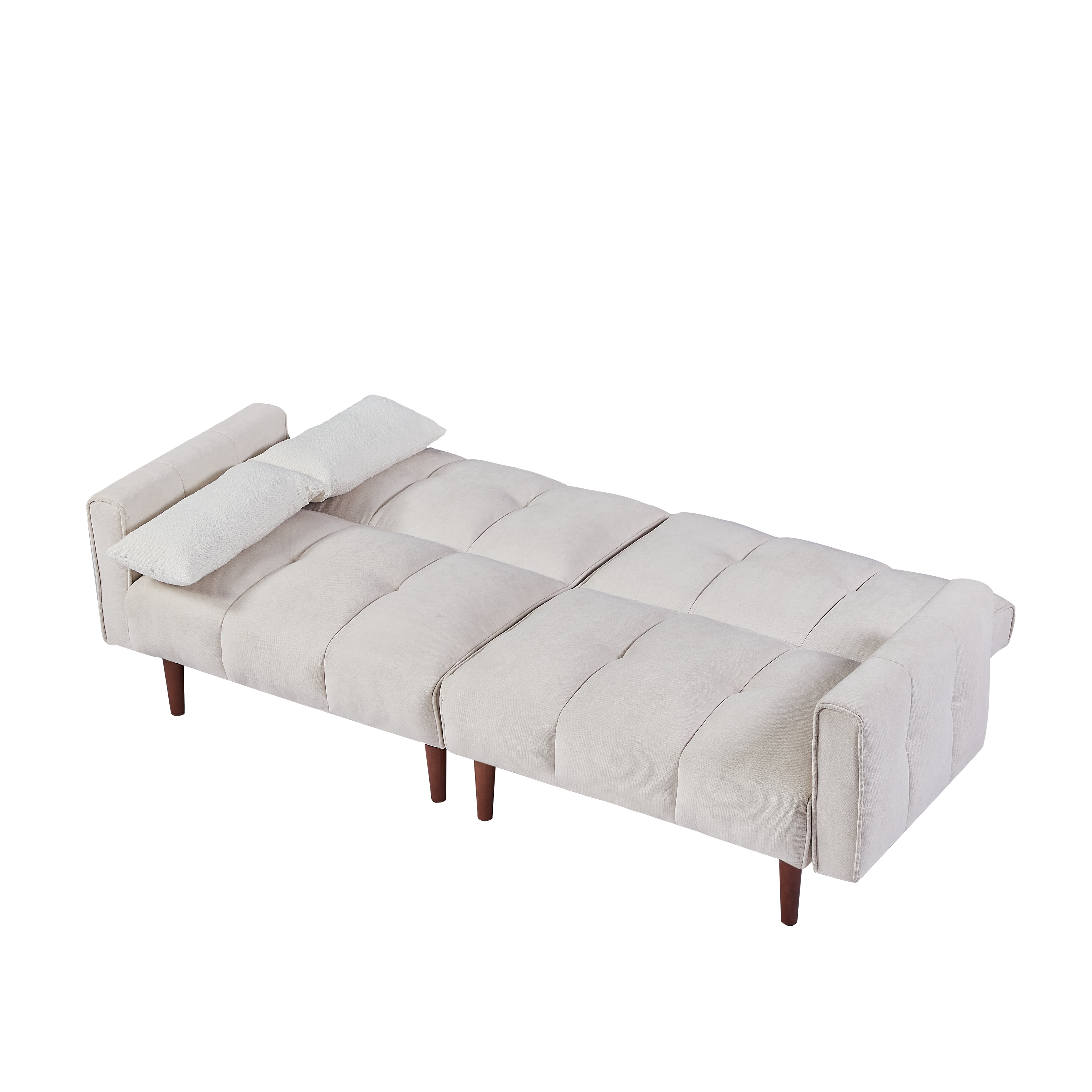 DEALTOPS Futon Convertible Sofa Bed, Upholstered Sleeper Sofa Couches Adjustable Back Loveseat for Living Room, Bedroom - Beige