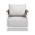 thumbnail image 5 of Miekor Furniture Rhodes 29" Upholstered Teak & Aluminum Patio Arm Chair Birch Gray Chenille 00024, 5 of 12