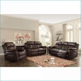 thumbnail image 2 of Reclining Sofa – Classic 85"W Dark Brown | PU Upholstery | Handle Release | Channel Tufting, 2 of 6