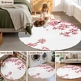 thumbnail image 5 of Round Area Rug 6 Ft, Pink Spring Floral Washable Non-Slip Circle Carpet for Living Room/Bedroom, Elegant Pastoral Flowers Watercolor Low-Profile Indoor Mats Collection Rugs for Residential, 5 of 7