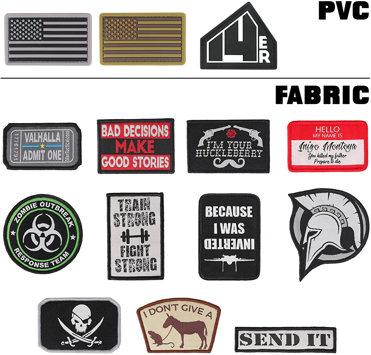Dearhouse 14er Tactical Morale Patches (14-Pack) | Hook & Loop Backed, 3 x  2 PVC Flags & Funny Patches | Perfect for Hat, Backpack, Jacket, Military