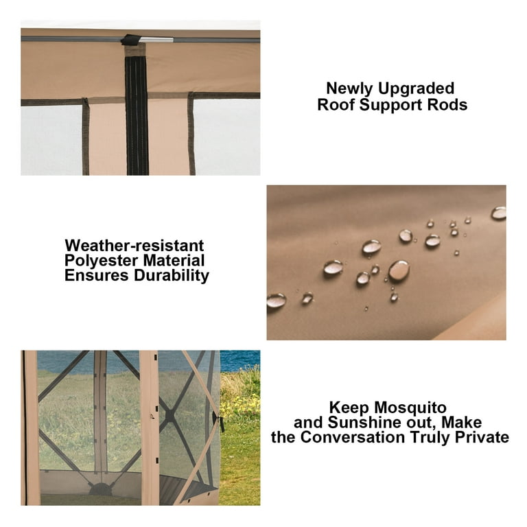 HOTEEL 12x12ft Outdoor Pop up Gazebo, 6 Sided Camping Canopy Tent