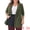 Army Green, variant on Women's Plus Lapel Button with Pocket Jackets Long Blazer 1X White