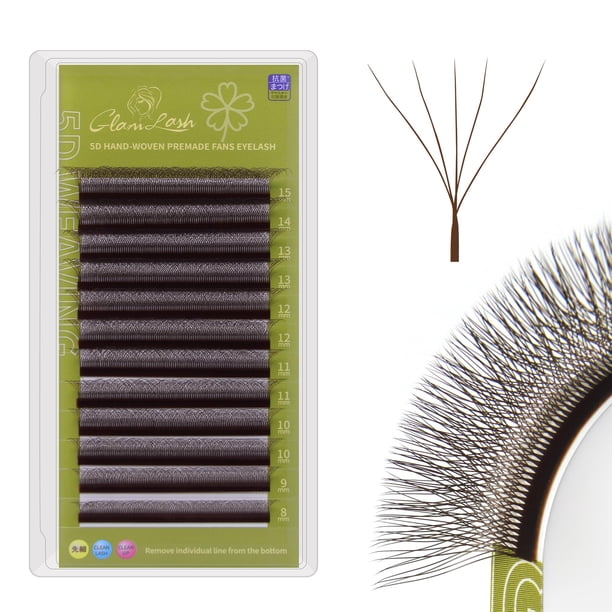 Extensiones de pestañas GLAMLASH 5D W con abanicos premontados color marrón