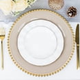thumbnail image 4 of BalsaCircle 24 Taupe Gold 13" Beaded Trim Acrylic Wooden Textured Round Acrylic Charger Plates, 4 of 8