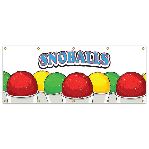 SignMission B-120 Snoballs19 120 in. Concession Stand Food Truck Single Sided Banner - Snoballs