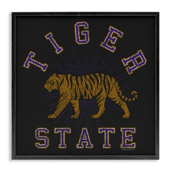 Stupell Industries Vintage Tiger State Novelty & Humor Painting Black Framed Art Print Wall Art, 12 x 12