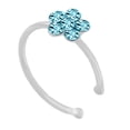 thumbnail image 2 of Naierhg Women Fashion Rhinestone Inlaid Flower Shape Nose Ring Body Piercing Jewelry Blue, 2 of 6