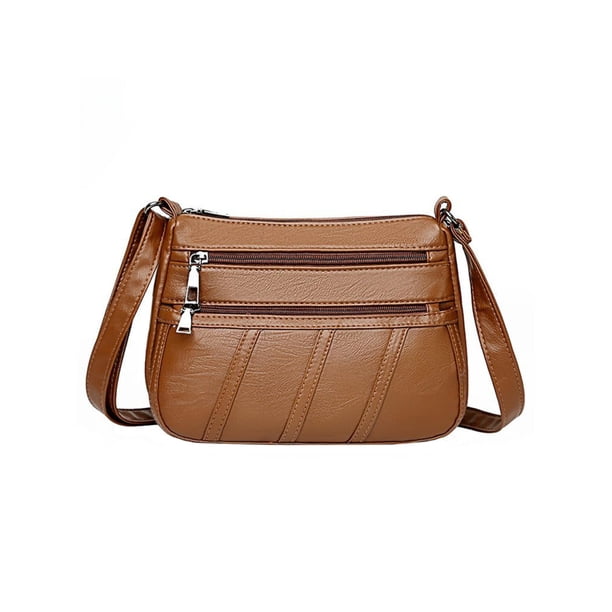 Bolso Hombro PU para Mujer Bolso Cruzado Sólido Con Múltiples Bolsillos para Madre (marrón)