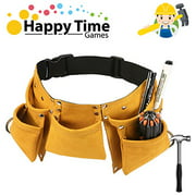 YITOOK Kids Tool Belt Adjustable Children's Carpentry Tool Candy Pouch Heavy Duty Child's Construction Tool Apron for Costumes Dress Up Role Play (Yellow)