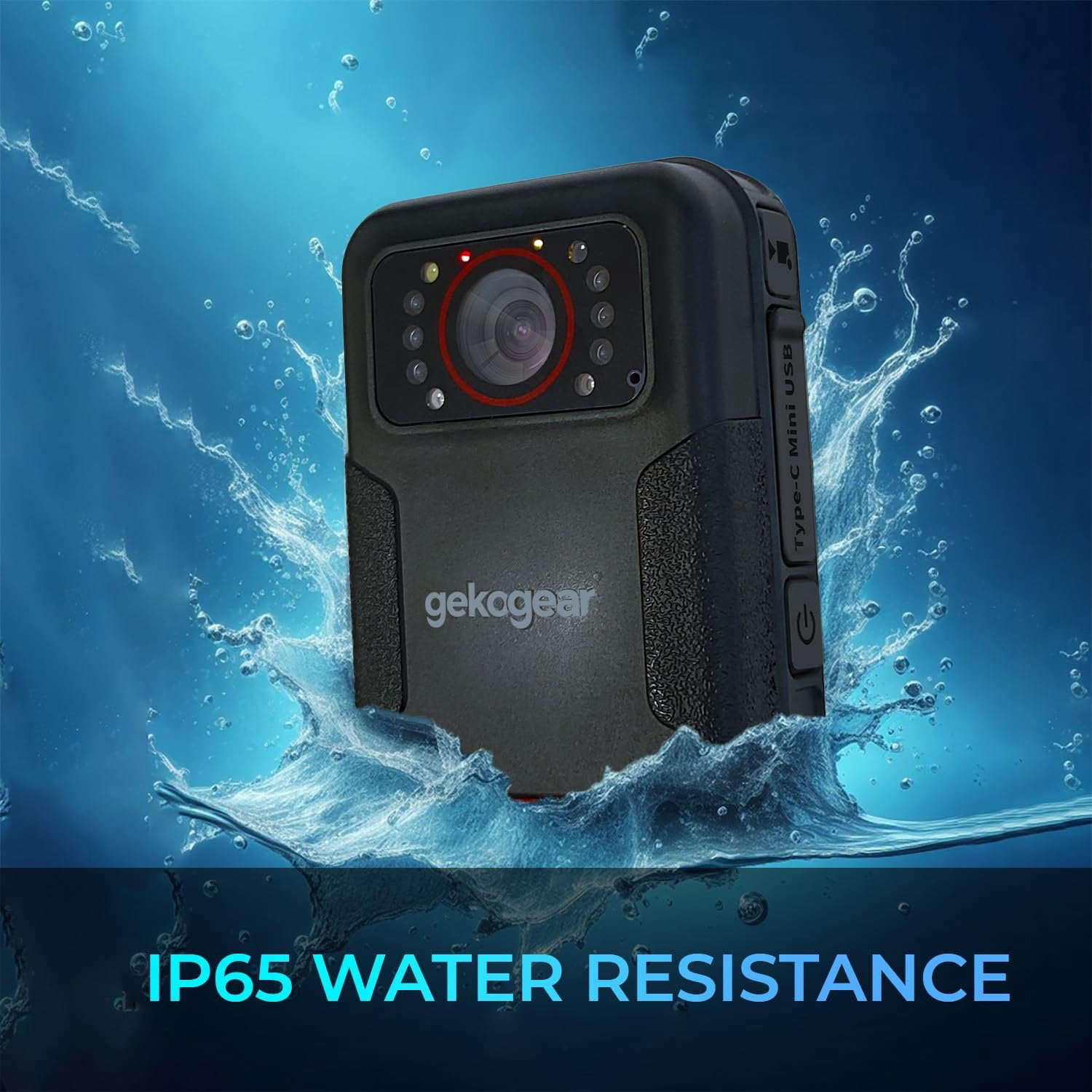 myGEKOgear Aegis 110 Body Cam 1080P Full HD 64GB Built-in Memory, Infrared Night Vision, IP65, 110 Wide-Angle Lens, Long Battery Life, Loop Recording for Security and Law Enforcement