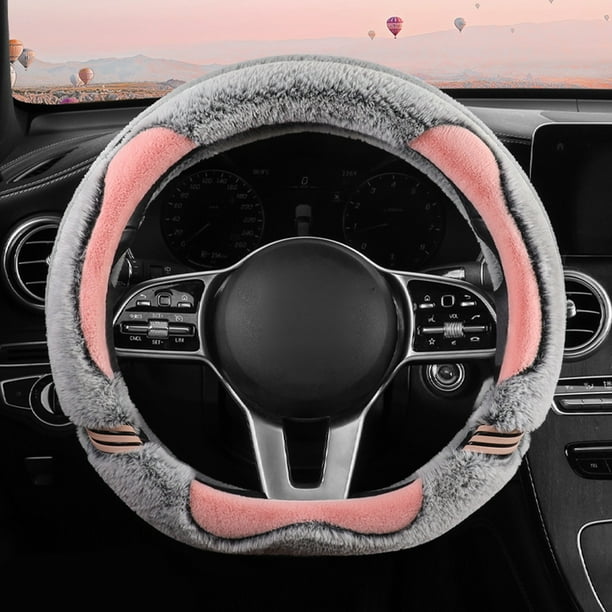 Funda de invierno para volante de coche | Agarre antideslizante | Tamaño universal de 14,5 a 15 pulgadas | Funda suave y cálida para manillar para mujeres y niñas | Conducción cómoda y anticongelante