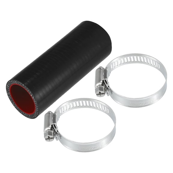 Unique Bargains 1 Set 30mm 1.18" ID 100mm 3.94" Length 0° Black Red Car Silicone Hose with Clamps
