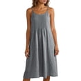 thumbnail image 2 of Noric Women's Cotton Spaghetti Strap Midi Dresses Adjustable Summer SunDresses Casual Boho Ruffle Dresses for Beach Vacation Outings, 2 of 9