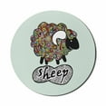 thumbnail image 1 of Indie Mouse Pad for Computers, Hipster Doodle Funny Sheep with Colorful Spiral Swirls Drawing Style Comic Country, Round Non-Slip Thick Rubber Modern Mousepad, 8" Round, Multicolor, by Ambesonne, 1 of 2