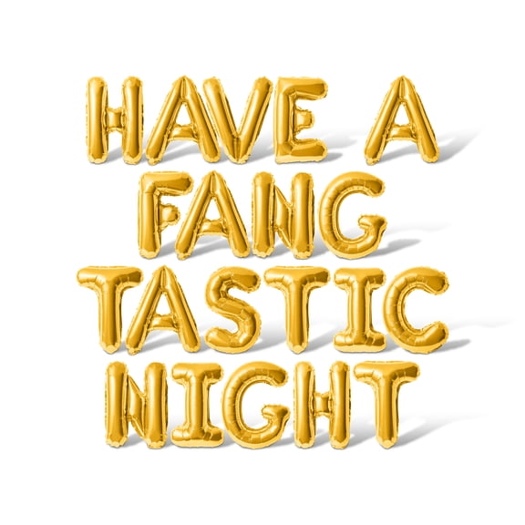 Letter Balloons - HAVE A FANG TASTIC NIGHT 16" Inch Alphabet Letters Foil Mylar Balloon Halloween Party Banner (Gold)