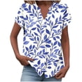 thumbnail image 2 of Ounisa Women's Loose V Neck Button Placket Drop Shoulder Sleeve Allover Print Casual Breathable Blouse, 2 of 5