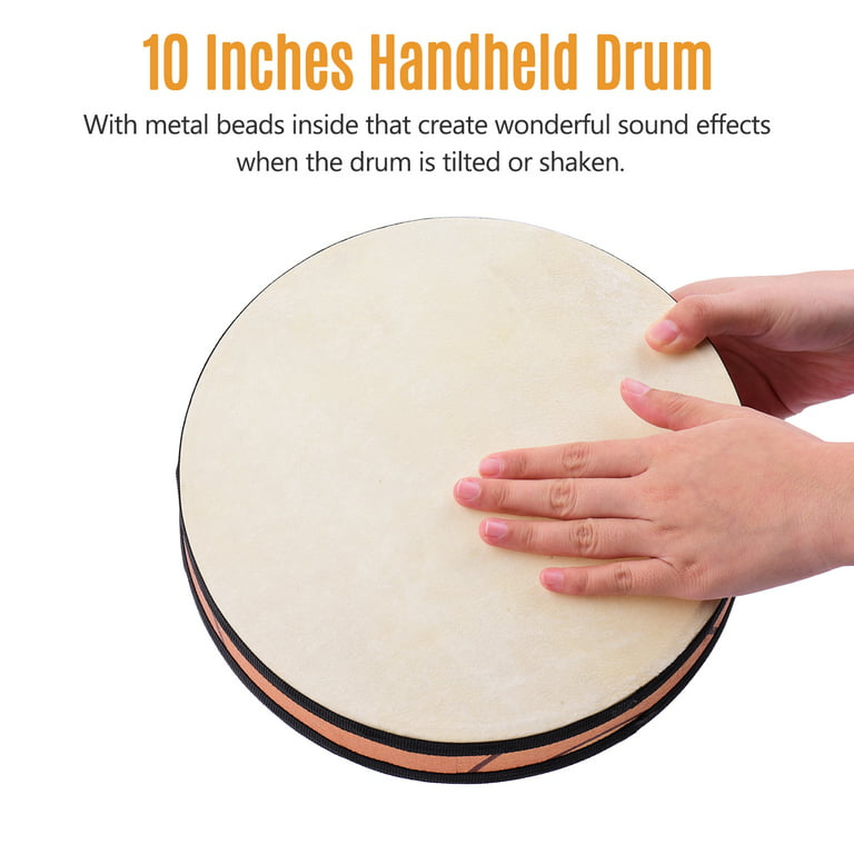 10 Inch Ocean Drum Wooden Handheld Sea Drum Percussion Instrument Gentle  Sea Sound Musical Toy Gift for Kids 