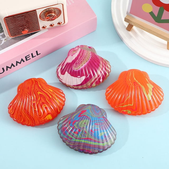 RRJ 4Pcs Stress ReliefToys, Pinch And Squeeze Sensory FidgetToys, Flowing Patterns Shells Design Stress Relieving Tool, Anxiety Relief Gadget for AdultsKids, Office DeskToy, Classroom Focus Aid,