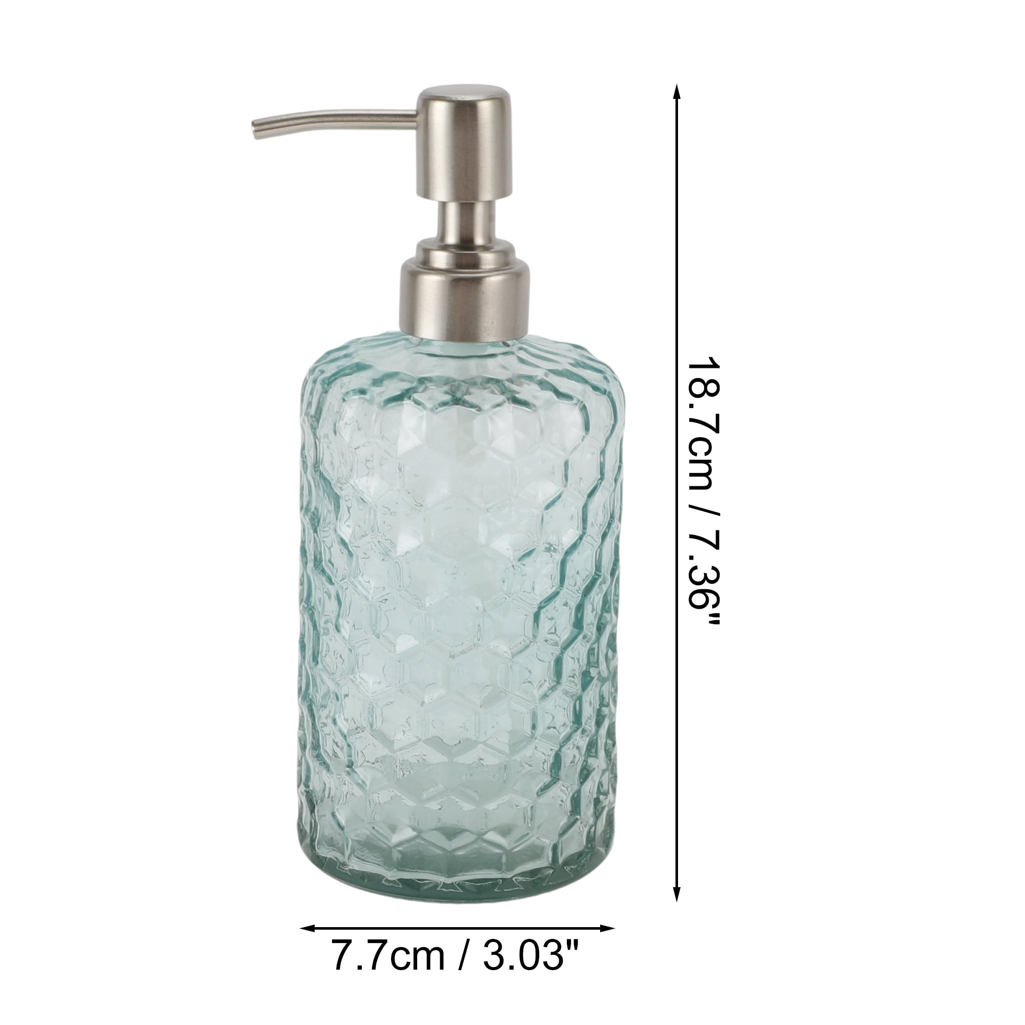 1 Pc Simple Cylindrical Soap Pump Dispenser for Bath 500ml Blue Silver Tone