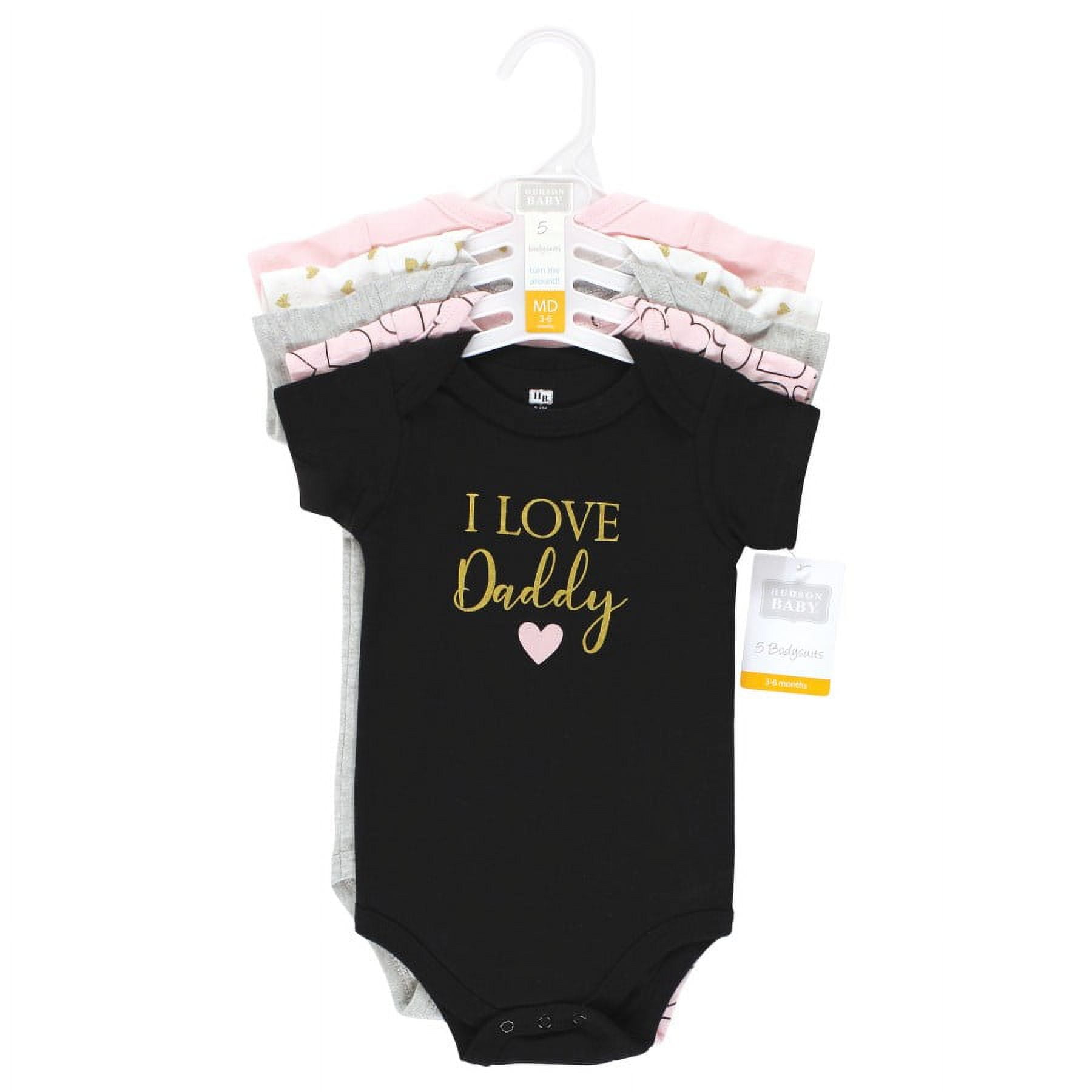 Hudson Baby Short Sleeve Bodysuits, 5-Pack, Newborn- 24 Months