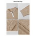 thumbnail image 5 of Womens Quarter Zip Pullover Sweaters Casual Collared V Neck Color Block Long Sleeve Loose Knit Fall Sweater Khaki M, 5 of 6
