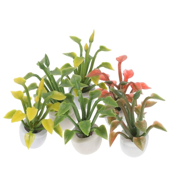 SOPOTUTU Dollhouse Miniature Miniature Potted Plants Green 6Pcs