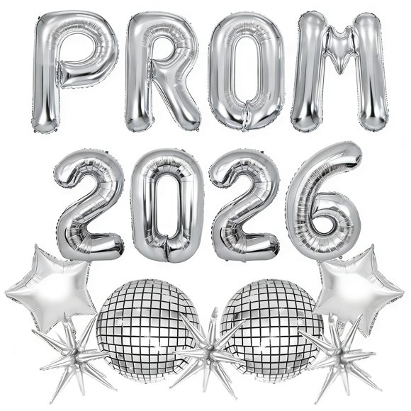 Set de 15 globos de mylar plateados para baile de graduación 2026 Musaeva