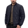 thumbnail image 2 of Mens Winter Coats Full Zipper Long Sleeve Solid Color Fashion Casual Warm Outdoor Jacket with Pocket Dark Blue L, 2 of 7