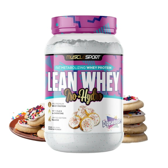 Musclesport Lean Whey™ Iso Hydro Protein Powder, Dippsadoodles - 2lb, 25g of Protein - Low Fat - Low Carb - Fitness & Nutrition