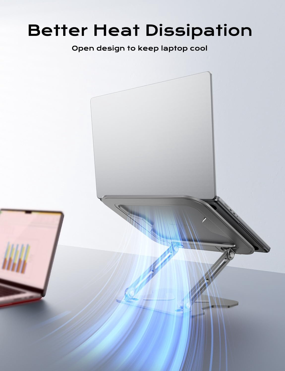 Foldable Laptop Stand For Desk  Adjustable Height Computer Portable Riser Macbook Air Pro All 10-16'' Notebooks Laptops Grey