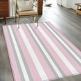 thumbnail image 4 of Pink Grey Stripe 4x6 Area Rugs, Farmhouse Modern Art Striped Non-Skid Rubber Backing Large Rectangle Rugs - Living Room Bedroom Home Office, Indoor Floor Mat Carpets Washable Rug, 4 of 9