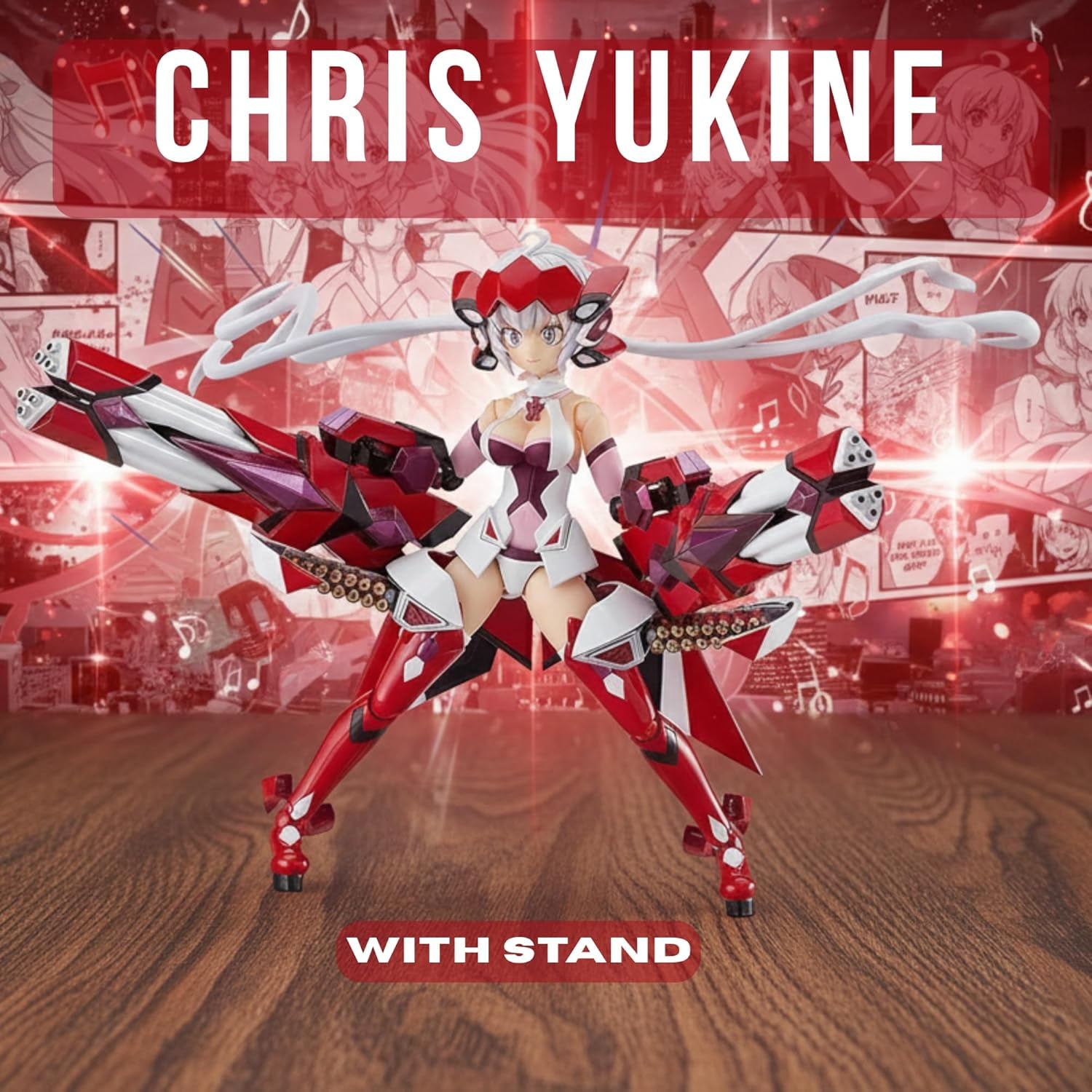 AURUS ACT Mode Chris Yukine Action Figure, 8.4" Anime Collectible with Interchangeable Face Plates