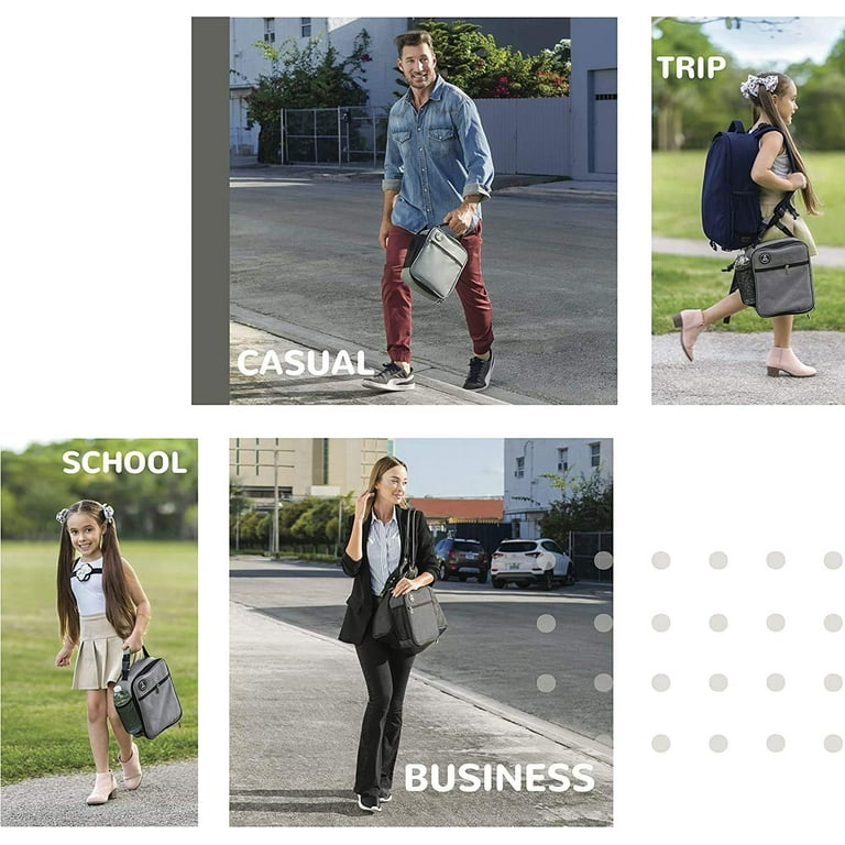 Healthy Packers Insulated Lunch Bag with Water Bottle Holder (Gray