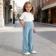 thumbnail image 2 of Ticikt Girls High Waisted Uniform Pants Kids Wide Leg Dress Pants Casual Trousers with Pockets, 2 of 4