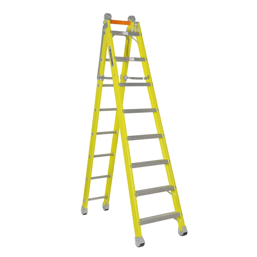 Louisville Ladder 8' Fiberglass Combination Ladder, 20' Reach, 375 lbs Load Capacity, FXC1208
