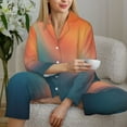 thumbnail image 6 of Picia yellow orange and teal Pattern Women’s Long-Sleeve Sleepwear Set - Soft 2-Piece Loungewear with Pockets, Comfy PJs for Relaxing Nights-XX-Large, 6 of 7