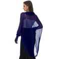 thumbnail image 4 of YEAHDOR Womens Summer Chiffon Cover Ups Solid Color Pleated Beach Shawl Long Sleeve Shrugs Royal Blue One Size, 4 of 7