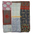 thumbnail image 2 of Indian Vintage Art Cotton, Silk Mix Kantha Quilt , Patchwork Handwoven Kantha Quilt , Bedspread , Throw Blanket Size (Twin Size - 60" x 90"), 2 of 5