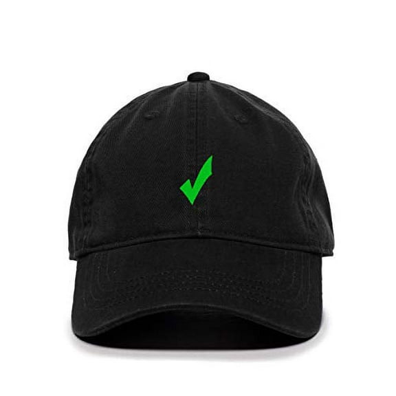 Tech Design Check Mark Baseball Cap Embroidered Cotton Adjustable Dad Hat Black