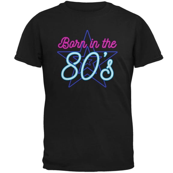 Retro 80s Neon Sign Born in the Eighties Mens Soft T Shirt Black MD