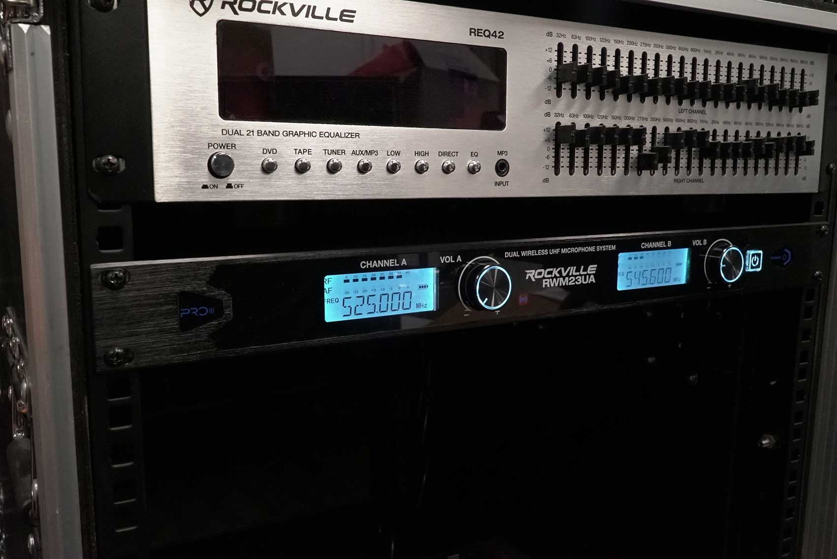 Rockville RWM23UA UHF Wireless Pro Rack Mount Dual Microphone System/20 Channel