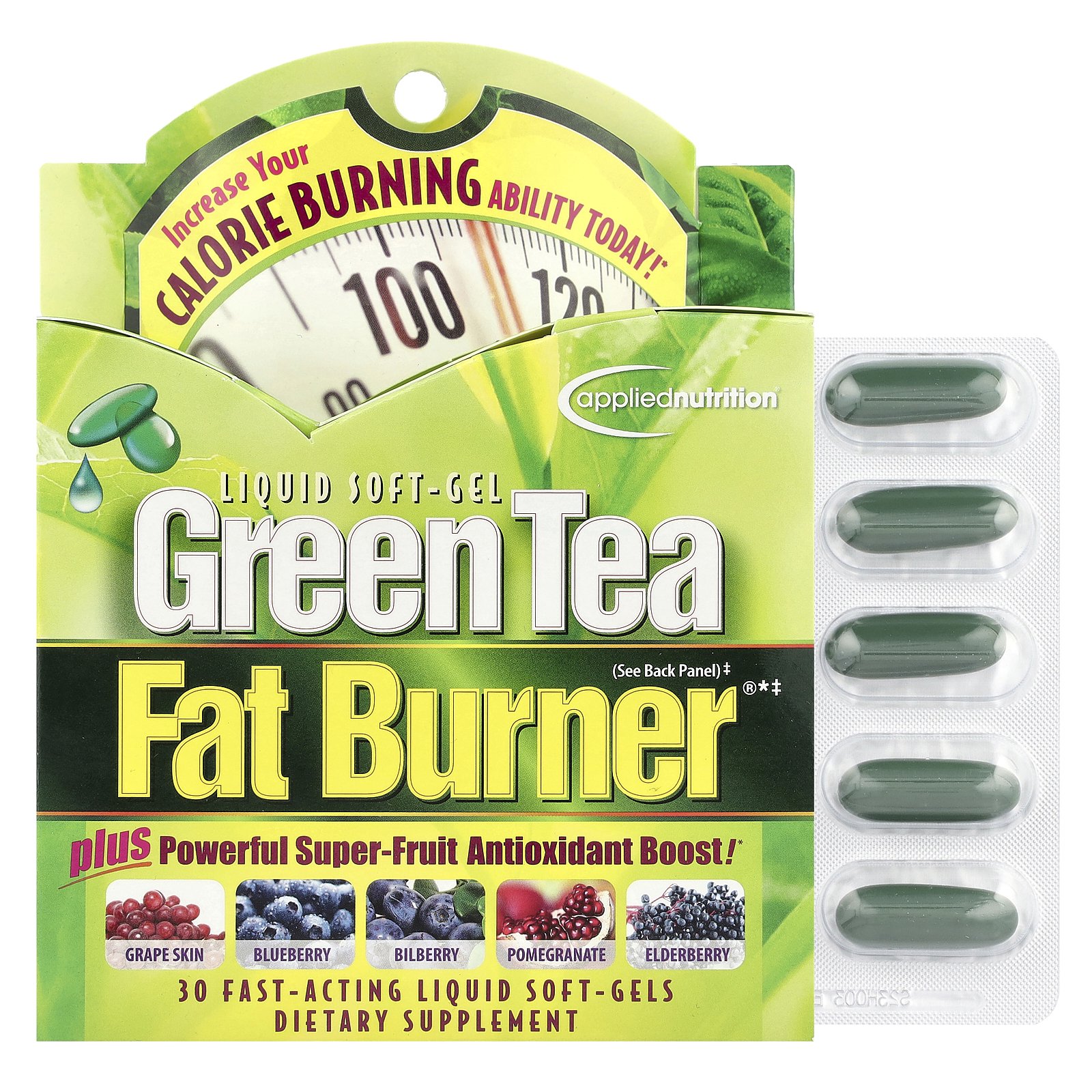 Applied Nutrition Green Tea Fat Burner®, 30 Fast-Acting Liquid Soft-Gels