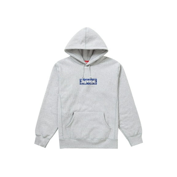 Supreme Men's Bandana Box Logo Hooded Sweatshirt Heather Grey, from StockX