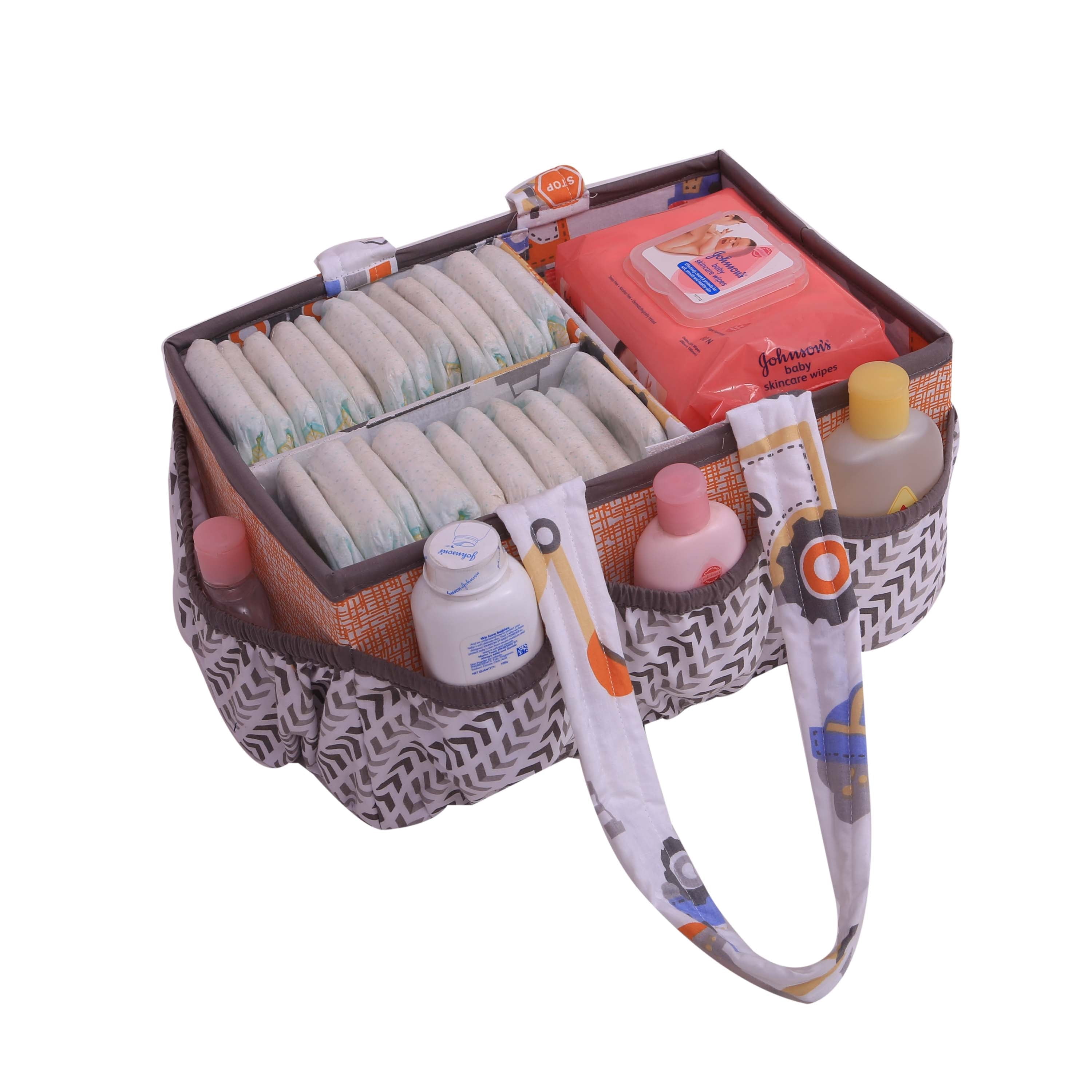 Bacati - Nursery Storage Caddy Construction Yellow/Orange/Grey/Blue Boys
