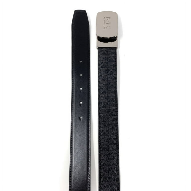 Michael Kors Men s Cut to Fit Reversible PVC Leather MK Plaque Belt Black