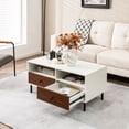 thumbnail image 3 of Gymax Coffee Table Modern Rectangle w/ Storage Shelf & Drawers Living Room Furniture, 3 of 10