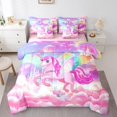 thumbnail image 1 of Erosebridal Cartoon Unicorn Bedding Sets Twin Size，Rainbow Wings Castle Comforter Sets with Sheets,Princess Decor,Reversible,Breathable,7-Piece, 1 of 5