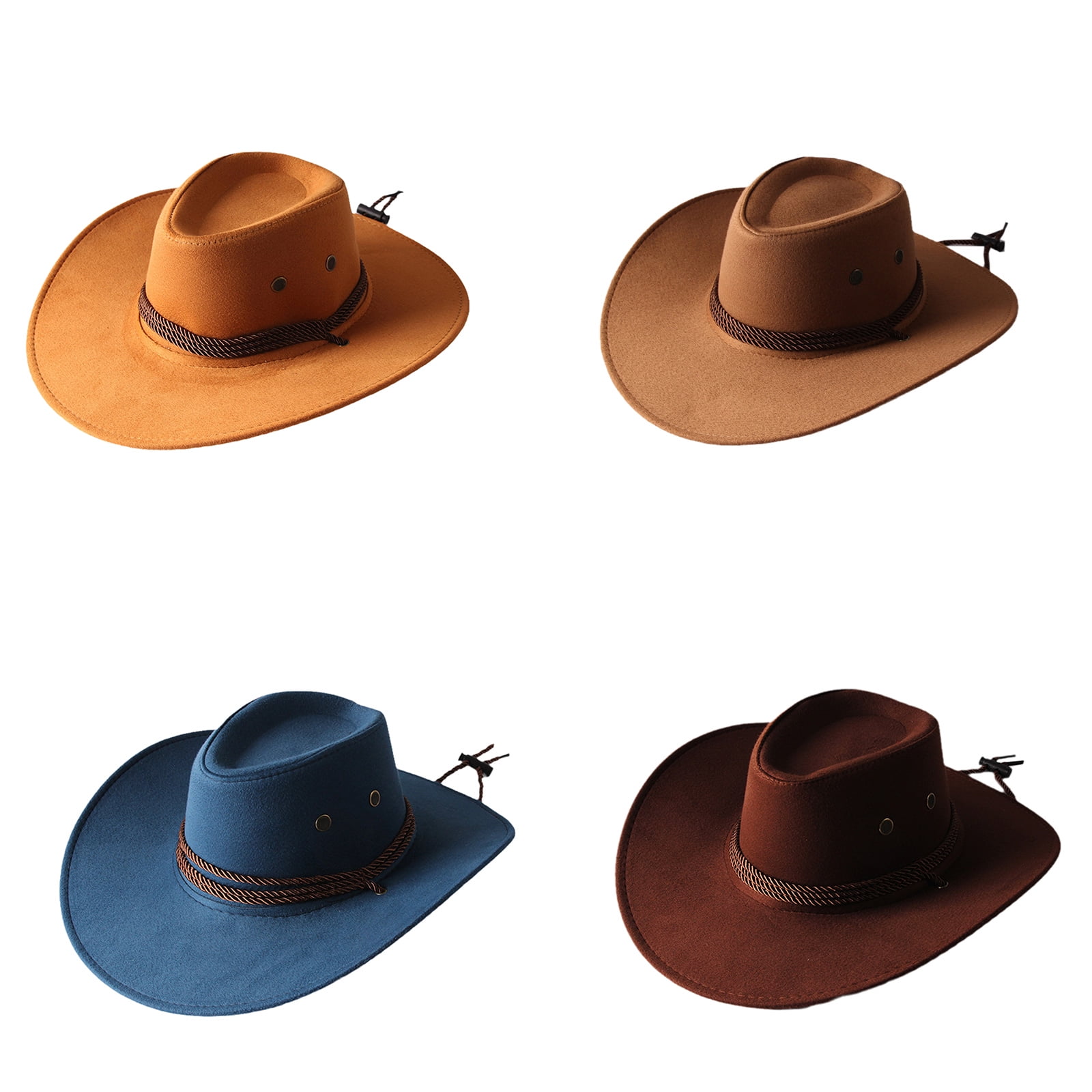 GENEMA Retro Jazz Hat Wide Brim Trendy Basin Hat Vintage Western Cowboy ...