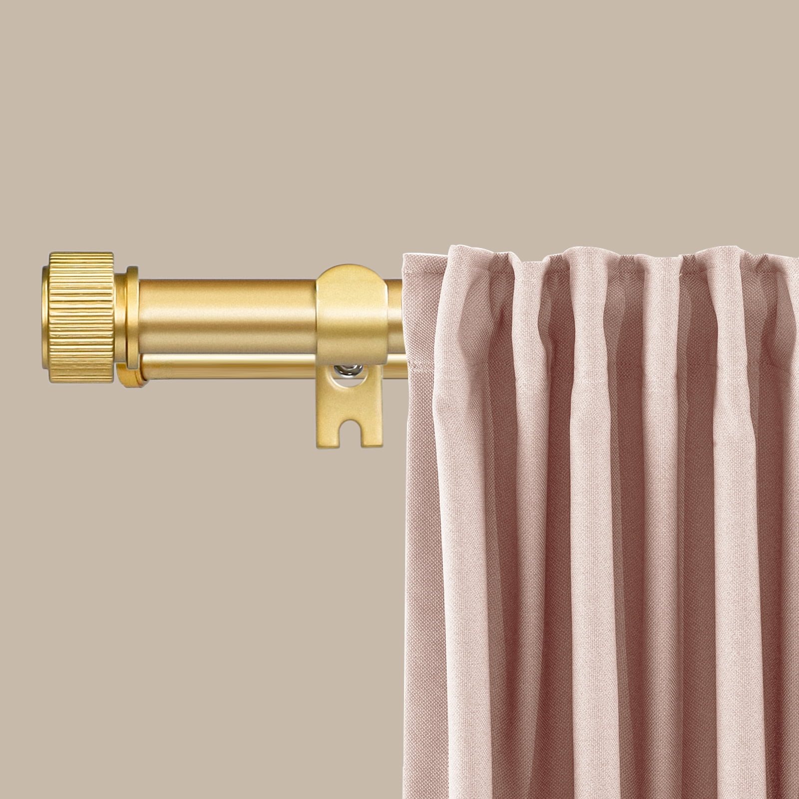 Ridicili 5/8 Inch Adjustable Double Drapery Curtain Rod Set with Vertical Cylinder Finials, 5/8 Inch Front and 1/2 Inch Back Double Window Drapery Rod, 28"-48", Matte Gold